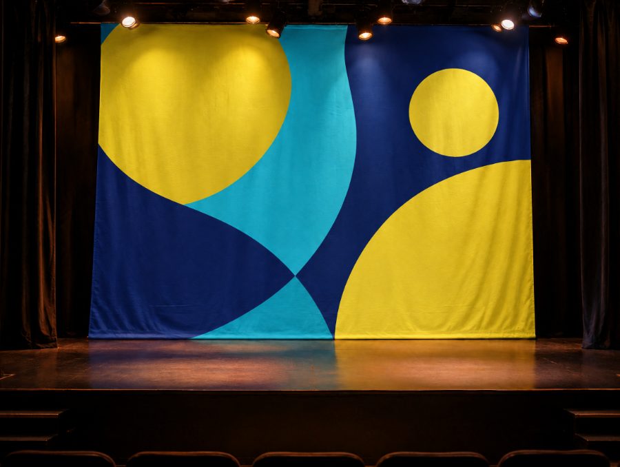 Textilbanner als Bühnenhintergrund