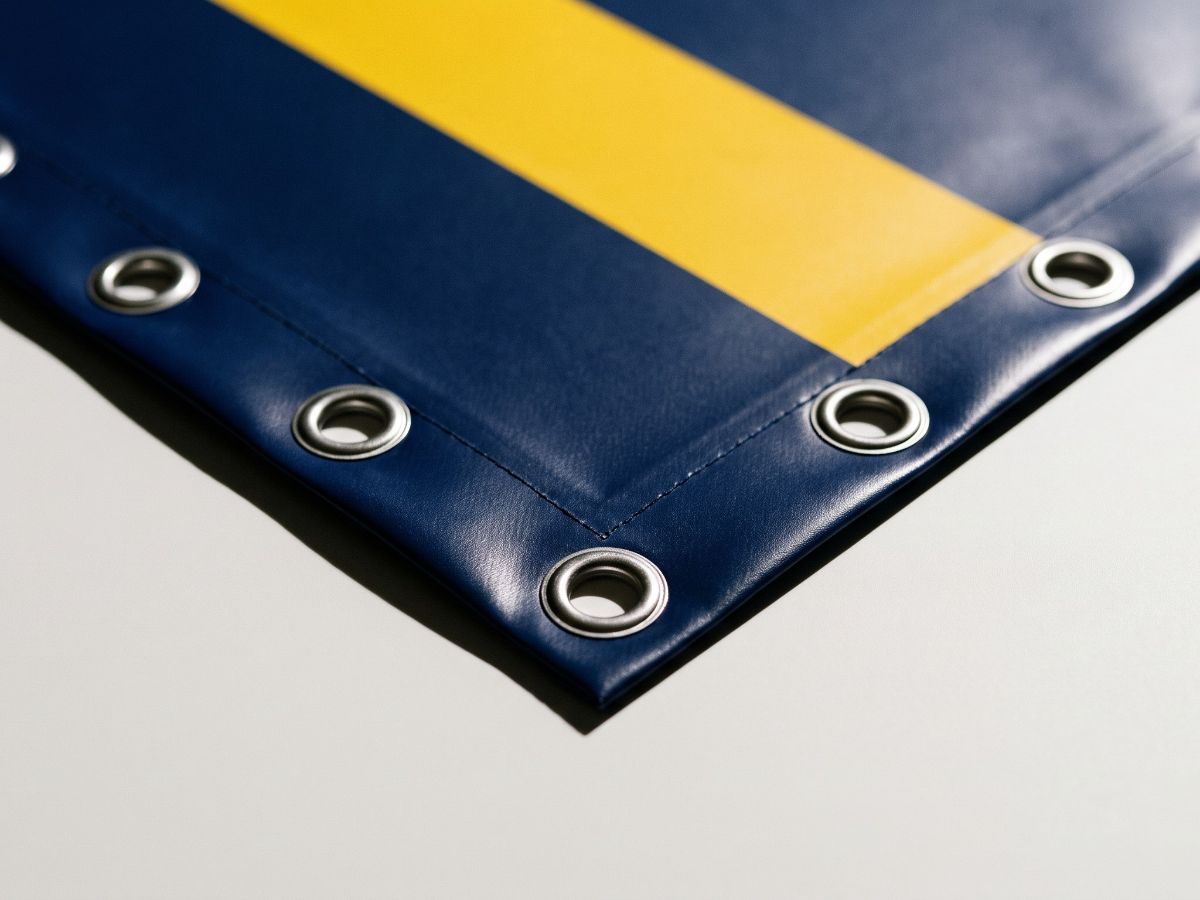 Verstärkter, verschweißter Bannerrand mit Ösen