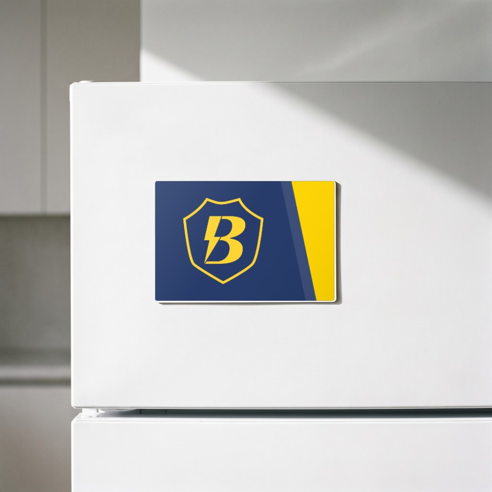 Bedruckte Kühlschrank-Magnetfolie rechteckig mit Bannerheld Logo