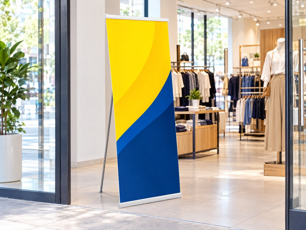 L-Banner im Laden