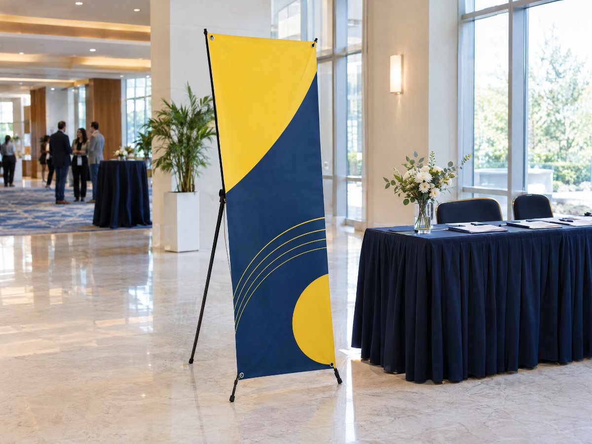X-Banner in einer Lobby